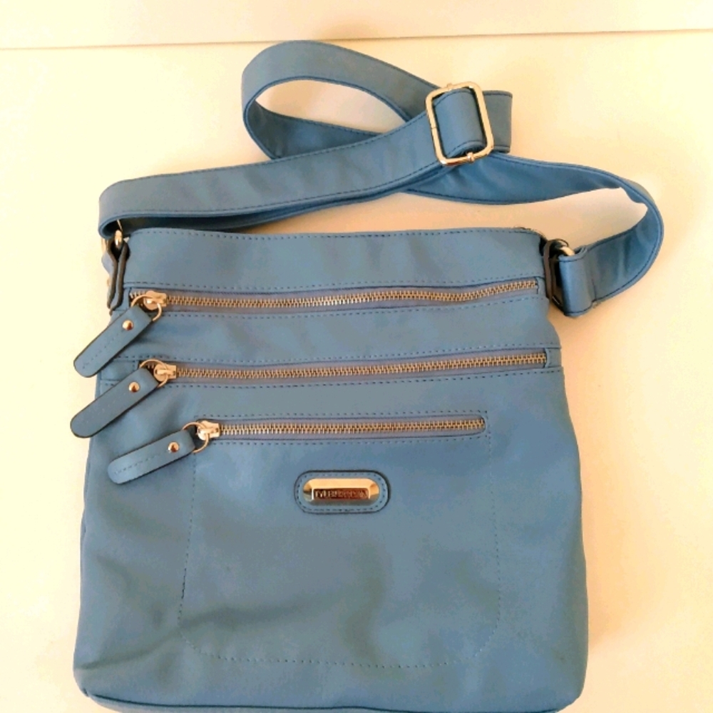Tyler Rodan Blue Zip Lined Cross Body Shoulder Bag